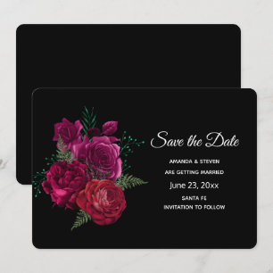 Elegant Magenta Ro Blommigt Bouquet Spara Datumet