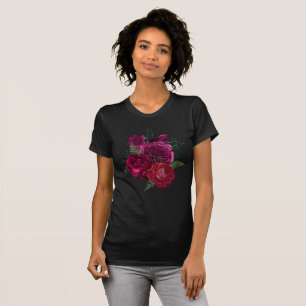 Elegant Magenta Ro Blommigt Bouquet T Shirt