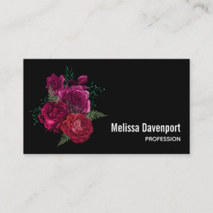 Elegant Magenta Ro Blommigt Bouquet Visitkort
