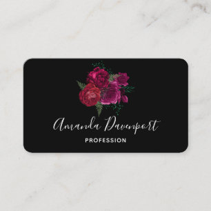 Elegant Magenta Ro Blommigt Bouquet Visitkort