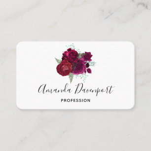 Elegant Magenta Ro Blommigt Bouquet Visitkort