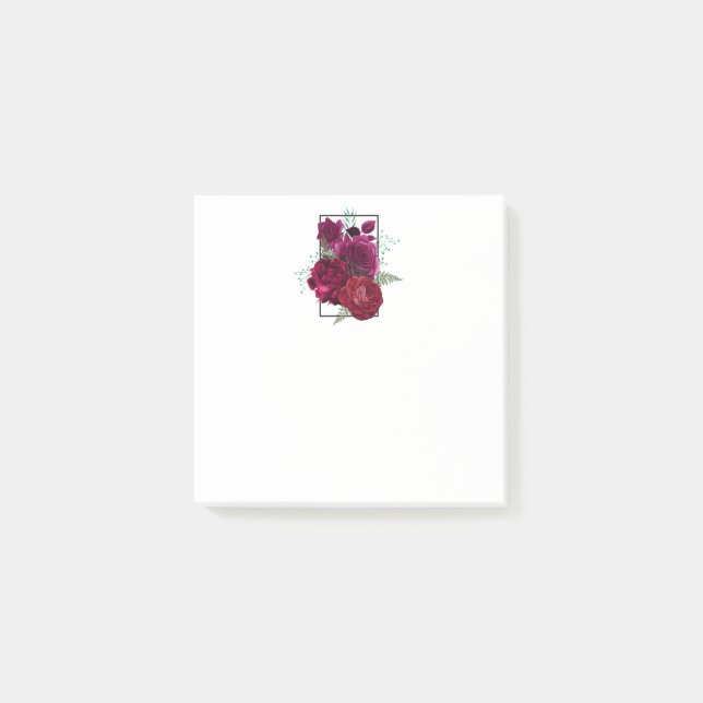 Elegant Magenta Ros Blomsterbukett Post-it Block (Framsida)