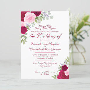 Elegant Magenta & Rosa Boho Ro Forme Bröllop Inbjudningar