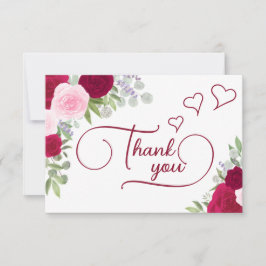 Elegant Magenta & Rosa Boho Rosor Bröllopsdusch Tack Kort