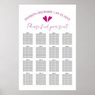 Elegant magenta rosa sätesdiagram bröllop poster