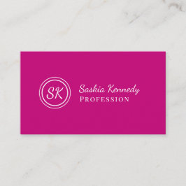 Elegant Magenta Rosa Script Professionell Monogram Visitkort
