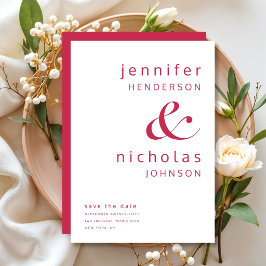 Elegant Magenta typografi Bröllop Spara Datumet
