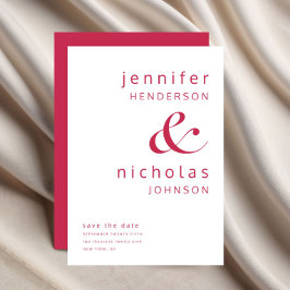 Elegant Magenta Typografi Bröllop Spara Datumet