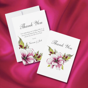 Elegant Magenta Vita Blommigtar Grönt Botanikaner Tack Kort
