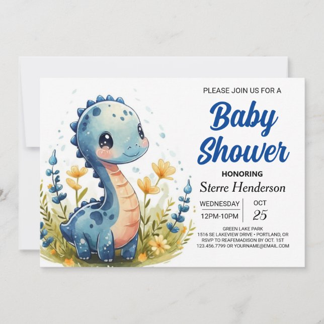 Elegant Magic Anpassningsbar Dinosaur Boy Shower Inbjudningar (Framsida)