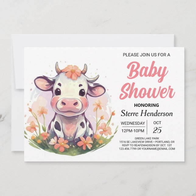 Elegant Magic Barnyard Digital Cow Baby Shower Inbjudningar (Framsida)