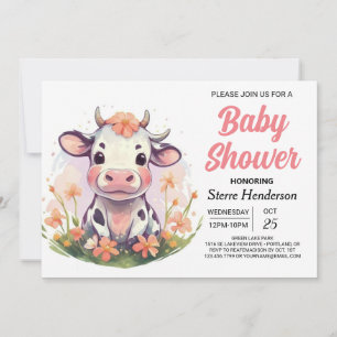 Elegant Magic Barnyard Digital Cow Baby Shower Inbjudningar