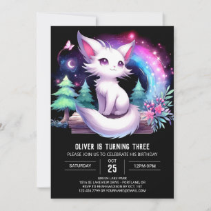 Elegant Magic Cat Birthday Inbjudningar