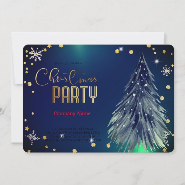 Elegant Magic jul Gräs Festive Inbjudningar (Framsida)