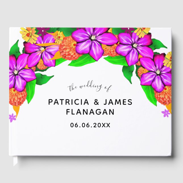 Elegant, magisk och fet Blommigt Bröllop Gästböcker (Framsida)