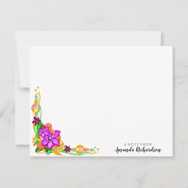 Elegant-, magiskt och fet Blommigt - platta anteck Anteckningskort (Framsida)