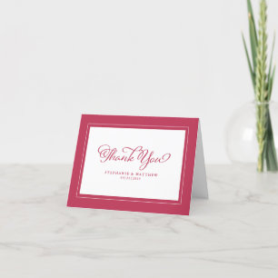 Elegant Magneta Red Modern Chic Gräns Bröllop Tack Kort