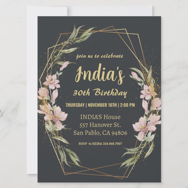 Elegant Magnolia 30års födelsedag Inbjudningar (Framsida)