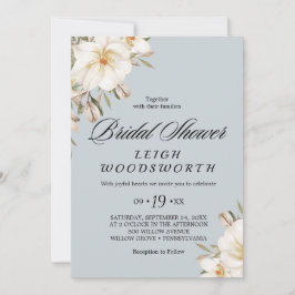 Elegant Magnolia Blå Grå Bröllopsdusch Inbjudningar