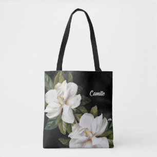 Elegant Magnolia Black and White Personlig Tygkasse