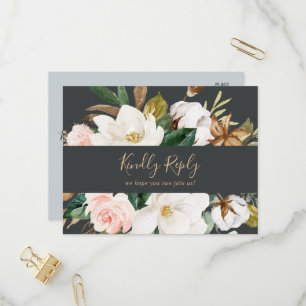 Elegant Magnolia Black Menu Choice OSA Postcard Inbjudan Vykort