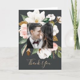 Elegant Magnolia Black & White Photo Tack Kort