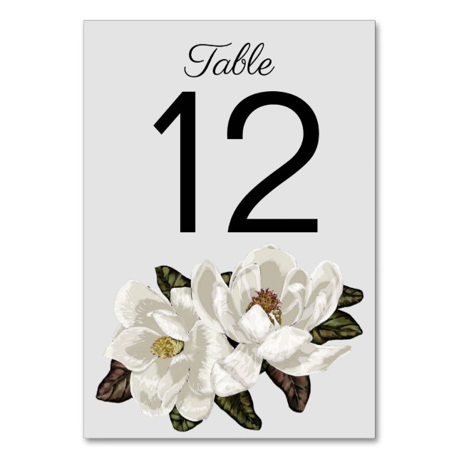 Elegant Magnolia-blommar Bordsnummer (Framsidan)