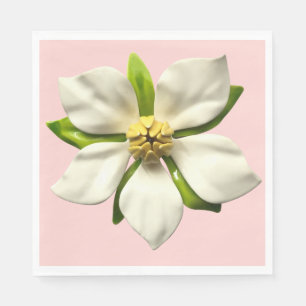 Elegant Magnolia Blommar Flower Vår bröllop MCM Pappersservett