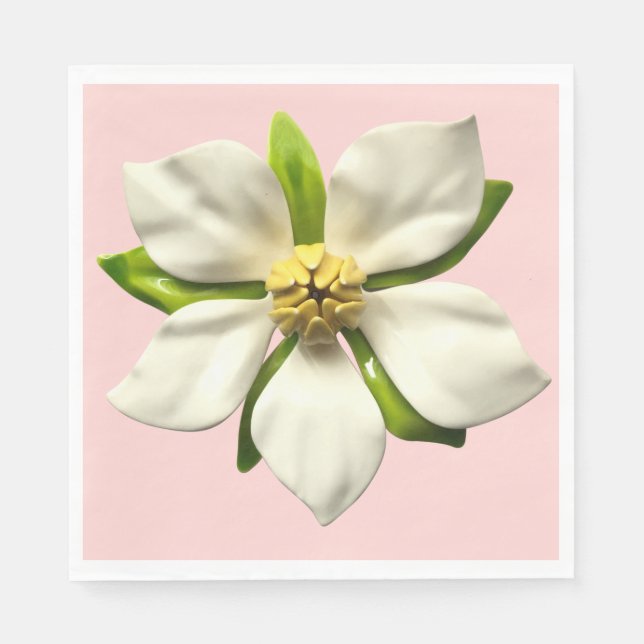 Elegant Magnolia Blommar Flower Vår bröllop MCM Pappersservett (Framsidan)