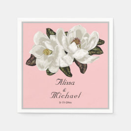 Elegant Magnolia-blommar på rosa Pappersservett