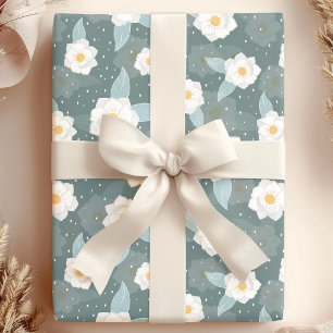 Elegant Magnolia Blommig Vit Prick Presentpapper