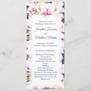 Elegant Magnolia Blommigt Bröllop Ceremony Program