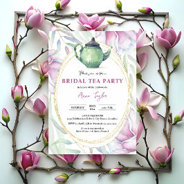 Elegant Magnolia Blommigt Möhippa Tea Party Inbjudningar