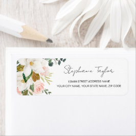 Elegant Magnolia-Blommigtens returadressetikett Returadress Etikett