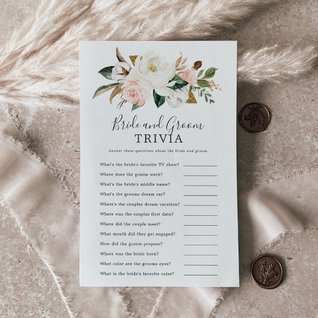 Elegant Magnolia Bride och Groom Trivia-spel Flygblad (Skapare uppladdad)