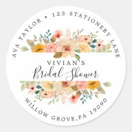 Elegant Magnolia Bröllopsdusch Returadress Klister Runt Klistermärke