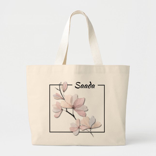 Elegant Magnolia Canvas Tote Bag Jumbo Tygkasse (Framsidan)