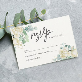 Elegant Magnolia Eucalyptus Bröllop OSA Kort
