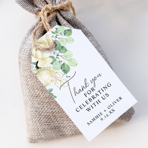 Elegant Magnolia Eucalyptus Tack Bröllop Presentetikett