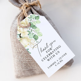 Elegant Magnolia Eucalyptus Tack Bröllop Presentetikett