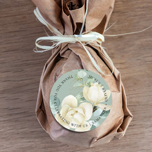 Elegant Magnolia Eucalyptus Tack För Bröllop Runt Klistermärke