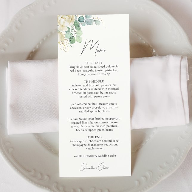 Elegant Magnolia Eukalyptus Bröllop Meny (Elegant Magnolia Eucalyptus Wedding Menu)