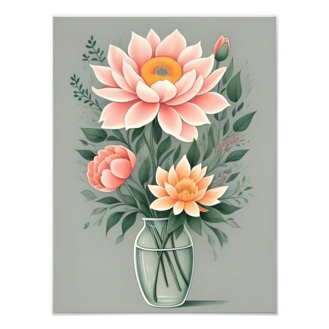 Elegant Magnolia Flower i Cream Vas Fototryck (Framsidan)