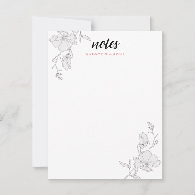 Elegant Magnolia Flowers Personlig Anteckningskort (Framsida)