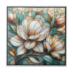 Elegant Magnolia Glasmosaik Blommig Konst Kakelplatta