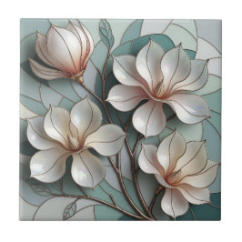 Elegant Magnolia Glasmosaik Blommig Konst Kakelplatta