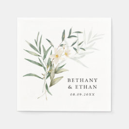 Elegant Magnolia Greenery Bröllop Napkins Pappersservett