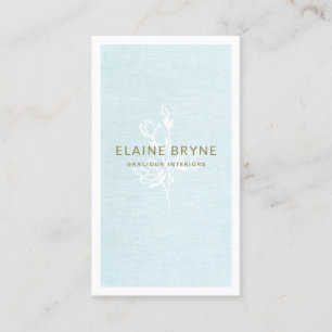 Elegant Magnolia Gren Pastel Blue Blommigt Visitkort