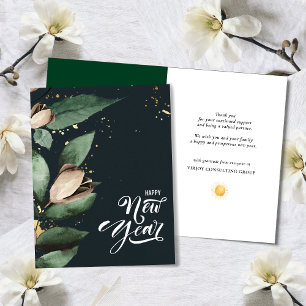 Elegant Magnolia Guld Confetti Foliage Corporate Helgkort