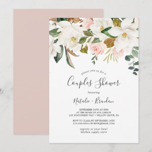 Elegant Magnolia Par Shower Inbjudningar